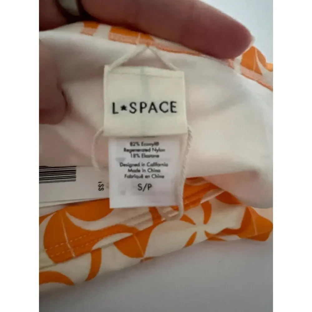 NWT L*Space Women's Swimwear Camdyn Bikini Bottom Bitsy Cut Orange Cream Size S